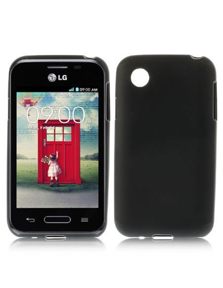 CUSTODIA GEL TPU SILICONE per LG L35 D150, L40 D160, L40 Dual Sim D170 COLORE NERO