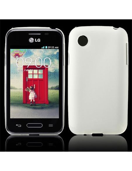 CUSTODIA GEL TPU SILICONE per LG L35 D150, L40 D160, L40 Dual Sim D170 COLORE BIANCO-TRASPARENTE