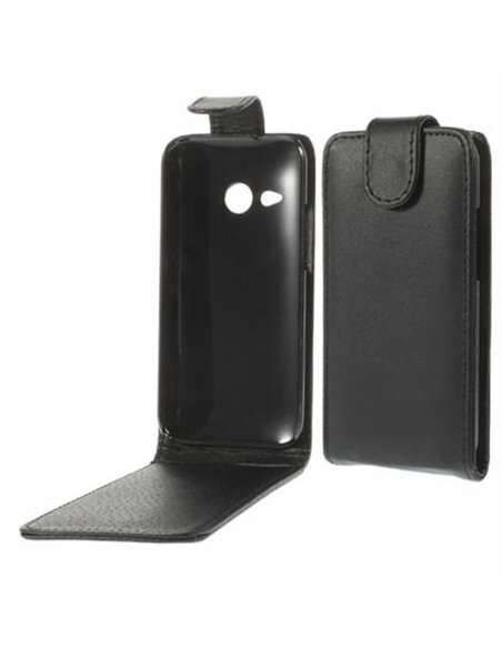 CUSTODIA FLIP VERTICALE PELLE per HTC ONE 2 MINI, M8 MINI COLORE NERO