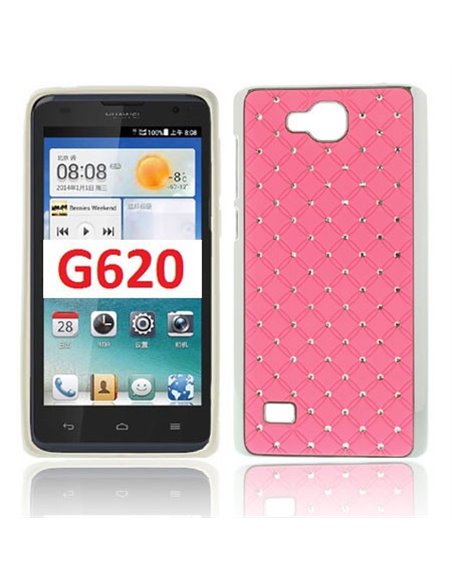 CUSTODIA BACK RIGIDA CON BRILLANTINI per HUAWEI ASCEND G620, C8816 COLORE ROSA (NO G620 4G)