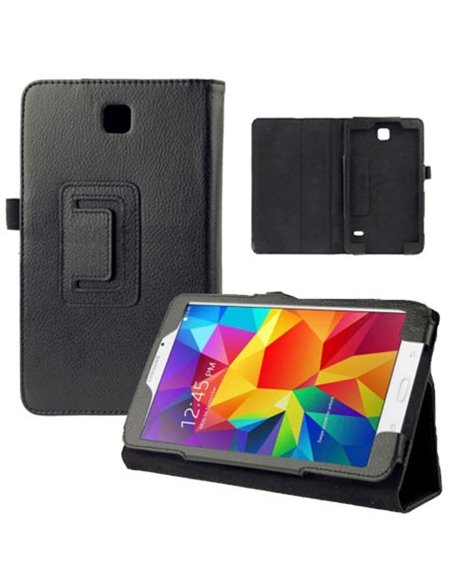 CUSTODIA BOOK PELLE per SAMSUNG GALAXY TAB 4 7.0, SM-T230, 7' POLLICI CON STAND E PORTA PENNA COLORE NERO