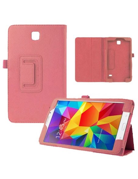 CUSTODIA BOOK PELLE per SAMSUNG GALAXY TAB 4 7.0, SM-T230, 7' POLLICI CON STAND E PORTA PENNA COLORE ROSA