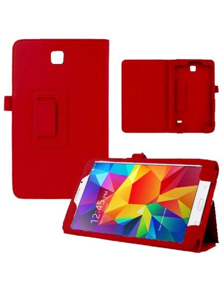 CUSTODIA BOOK PELLE per SAMSUNG GALAXY TAB 4 7.0, SM-T230, 7' POLLICI CON STAND E PORTA PENNA COLORE ROSSO