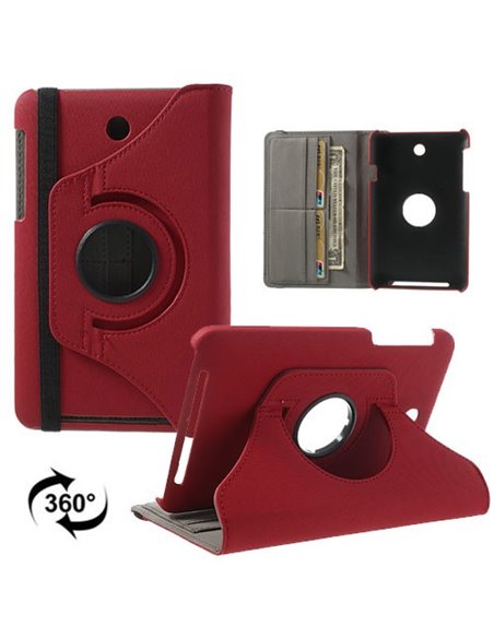 CUSTODIA BOOK PELLE GIREVOLE per ASUS MeMO PAD HD 7, ME173, ME173X, 7' POLLICI CON STAND E CHIUSURA ELASTICO COLORE ROSSO