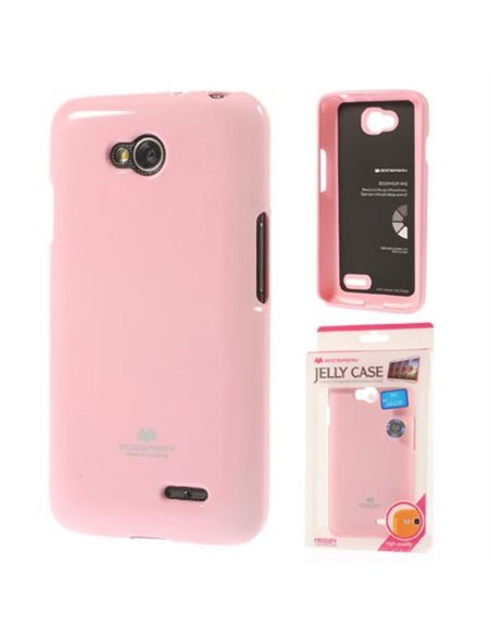 CUSTODIA GEL TPU SILICONE per LG L70 D320N, L70 DUAL SIM D325 COLORE ROSA LUCIDO CON GLITTER ALTA QUALITA' MERCURY BLISTER