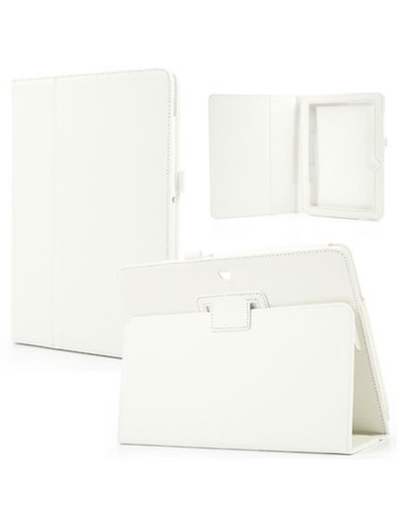CUSTODIA BOOK ORIZZONTALE PELLE per ASUS MeMO PAD 10, ME102A, 10' POLLICI CON STAND E PORTA PENNA COLORE BIANCO