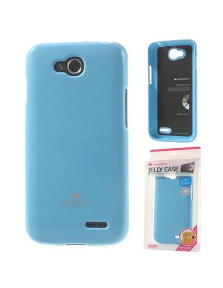 CUSTODIA GEL TPU SILICONE per LG L90 DUAL D410 COLORE AZZURRO LUCIDO CON GLITTER ALTA QUALITA' MERCURY BLISTER