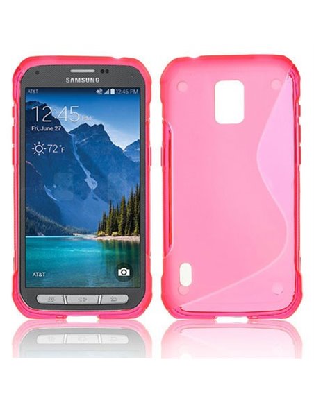 CUSTODIA GEL TPU SILICONE DOUBLE per SAMSUNG G870 GALAXY S5 ACTIVE COLORE ROSA