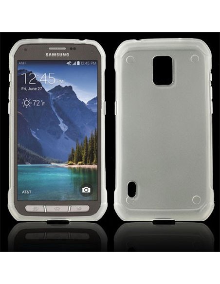 CUSTODIA GEL TPU SILICONE per SAMSUNG G870 GALAXY S5 ACTIVE COLORE BIANCO-TRASPARENTE