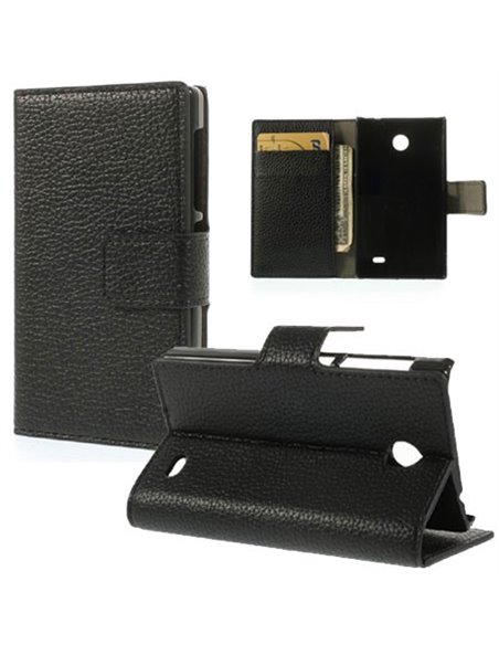 CUSTODIA FLIP ORIZZONTALE PELLE RUVIDA per NOKIA X, X+ CON STAND E PORTA CARTE COLORE NERO