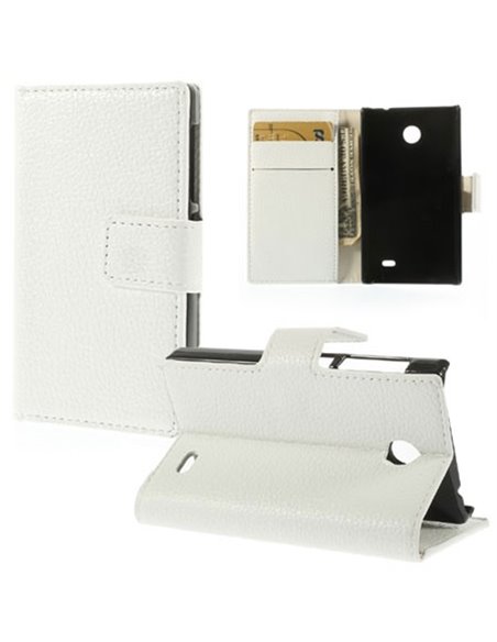 CUSTODIA FLIP ORIZZONTALE PELLE RUVIDA per NOKIA X, X+ CON STAND E PORTA CARTE COLORE BIANCO