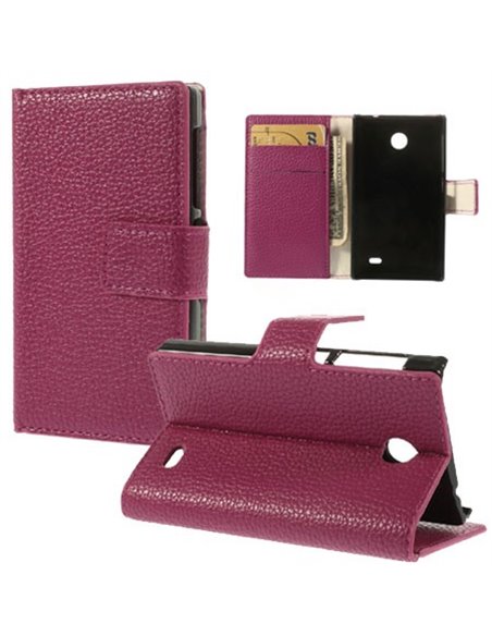 CUSTODIA FLIP ORIZZONTALE PELLE RUVIDA per NOKIA X, X+ CON STAND E PORTA CARTE COLORE ROSA