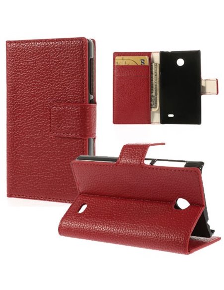 CUSTODIA FLIP ORIZZONTALE PELLE RUVIDA per NOKIA X, X+ CON STAND E PORTA CARTE COLORE ROSSO