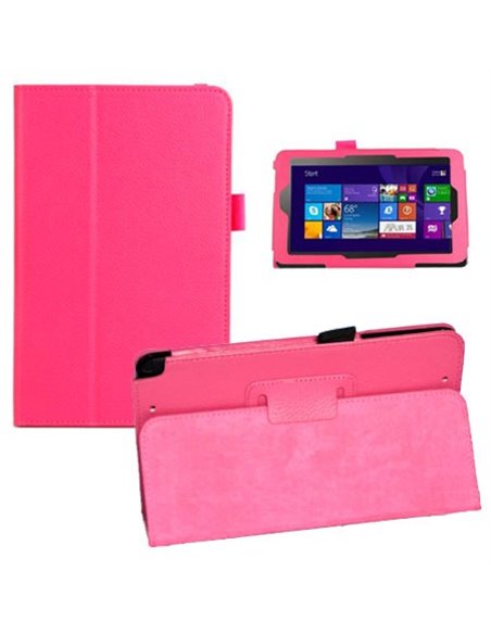 CUSTODIA BOOK ORIZZONTALE PELLE per ASUS VivoTab NOTE 8, M80TA, 8' POLLICI CON STAND E PORTA PENNA COLORE ROSA