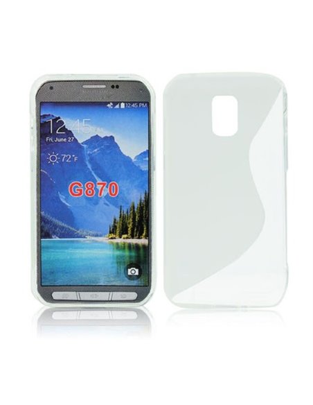 CUSTODIA GEL TPU SILICONE DOUBLE per SAMSUNG G870 GALAXY S5 ACTIVE COLORE BIANCO-TRASPARENTE