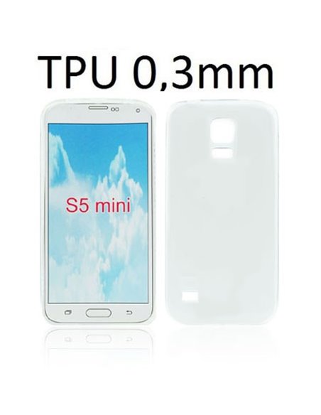 CUSTODIA GEL TPU SILICONE ULTRA SLIM 0,3mm per SAMSUNG G800 GALAXY S5 MINI COLORE BIANCO TRASPARENTE