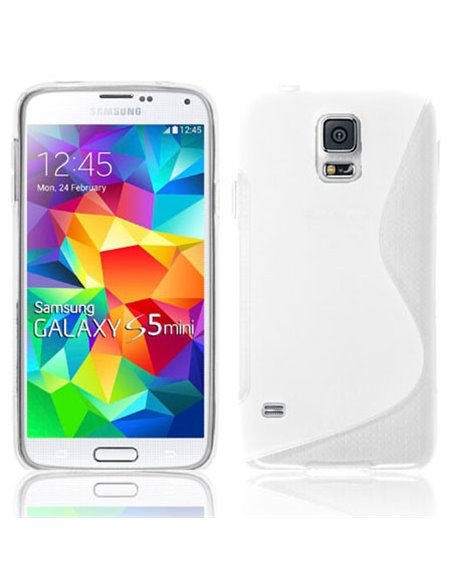 CUSTODIA GEL TPU SILICONE DOUBLE per SAMSUNG G800 GALAXY S5 MINI COLORE BIANCO-TRASPARENTE