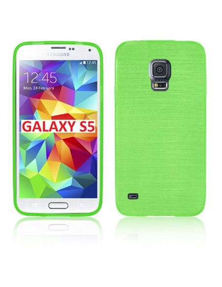 CUSTODIA TPU SILICONE per SAMSUNG G900F GALAXY S5, GALAXY S5 NEO G903F, GALAXY S5 PLUS COLORE VERDE EFFETTO METALLICO