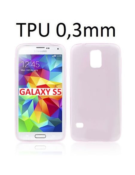 CUSTODIA GEL TPU SILICONE ULTRA SLIM 0,3mm per SAMSUNG G900F GALAXY S5, GALAXY S5 NEO G903F COLORE ROSA TRASPARENTE