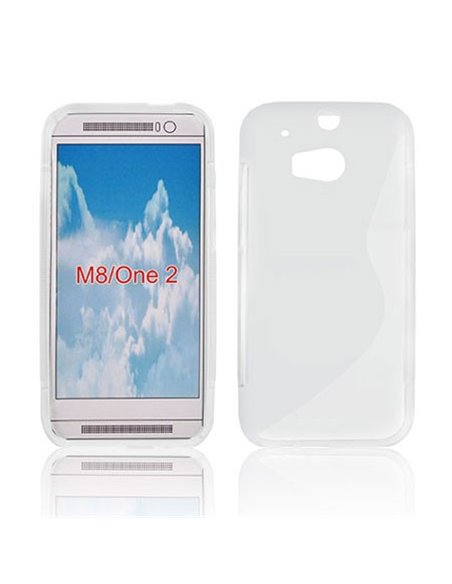 CUSTODIA GEL TPU SILICONE DOUBLE per HTC ONE 2 ( M8 ), ONE M8s COLORE BIANCO-TRASPARENTE