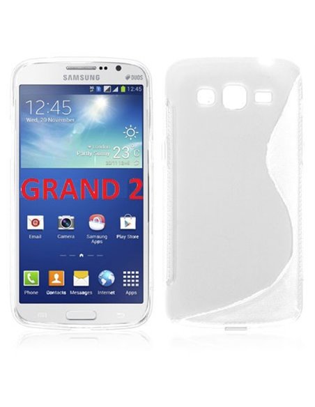 CUSTODIA GEL TPU SILICONE DOUBLE per SAMSUNG G7106 GALAXY GRAND 2, G7100, G7102, G7105 COLORE BIANCO-TRASPARENTE