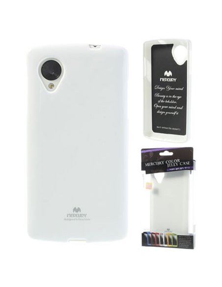 CUSTODIA per LG NEXUS 5 (D820) IN GEL TPU SILICONE COLORE BIANCO LUCIDO CON GLITTER ALTA QUALITA' MERCURY BLISTER