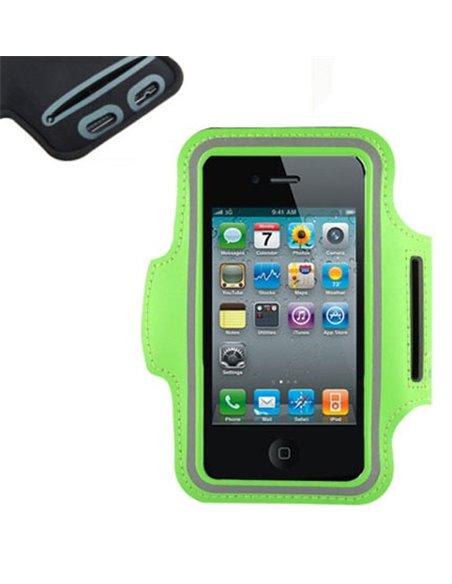 CUSTODIA DA BRACCIO CON PORTA CHIAVI E CHIUSURA A STRAPPO per APPLE IPHONE 3G, 3GS, 4, 4s COLORE VERDE