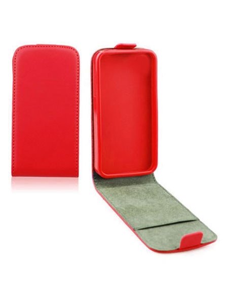 CUSTODIA FLIP VERTICALE SLIM PELLE per SAMSUNG G386 GALAXY CORE LTE, G3518 CON INTERNO IN TPU SILICONE COLORE ROSSO