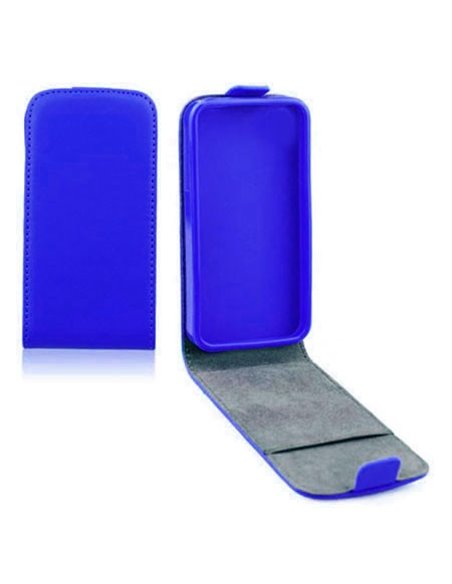 CUSTODIA FLIP VERTICALE SLIM PELLE per SAMSUNG G386 GALAXY CORE LTE, G3518 CON INTERNO IN TPU SILICONE COLORE BLU