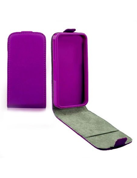 CUSTODIA FLIP VERTICALE SLIM PELLE per SAMSUNG G386 GALAXY CORE LTE, G3518 CON INTERNO IN TPU SILICONE COLORE VIOLA