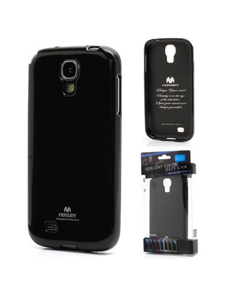 CUSTODIA GEL TPU SILICONE per SAMSUNG I9500 GALAXY S4, I9502, I9505 COLORE NERO LUCIDO CON GLITTER ALTA QUALITA' MERCURY BLISTER