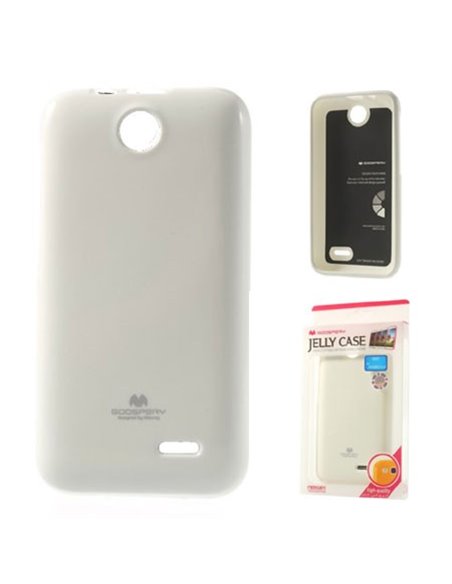 CUSTODIA GEL TPU SILICONE per HTC DESIRE 310 COLORE BIANCO LUCIDO CON GLITTER ALTA QUALITA' MERCURY BLISTER