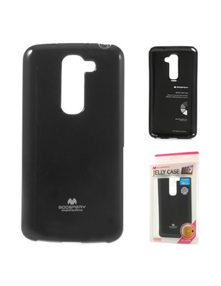 CUSTODIA GEL TPU SILICONE per LG G2 MINI COLORE NERO LUCIDO CON GLITTER ALTA QUALITA' MERCURY BLISTER