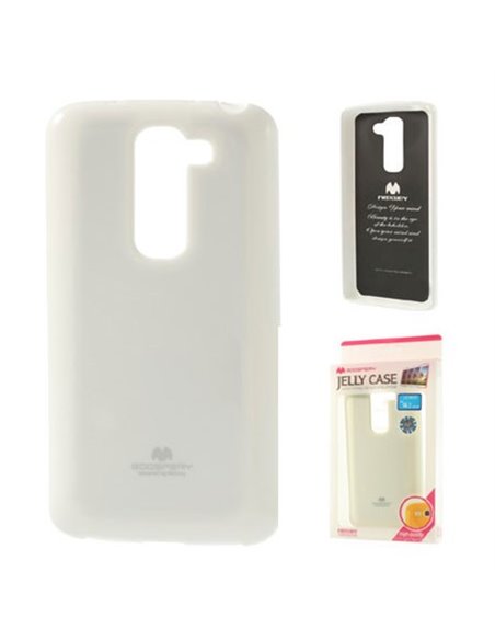 CUSTODIA GEL TPU SILICONE per LG G2 MINI COLORE BIANCO LUCIDO CON GLITTER ALTA QUALITA' MERCURY BLISTER