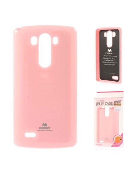 CUSTODIA GEL TPU SILICONE per LG G3 D850, D855, LS990 COLORE ROSA LUCIDO CON GLITTER ALTA QUALITA' MERCURY BLISTER