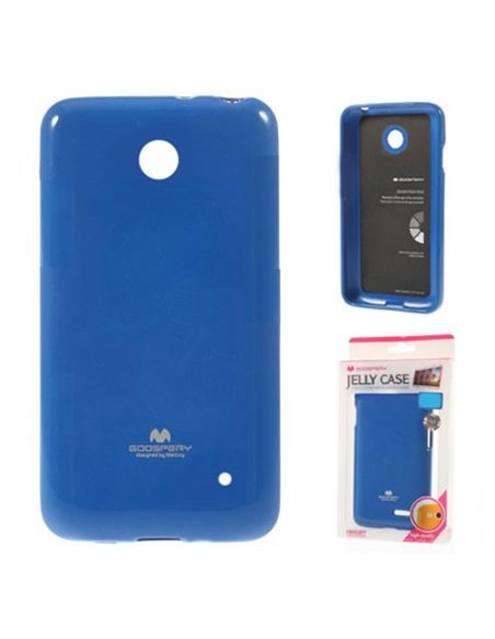 CUSTODIA GEL TPU SILICONE per NOKIA LUMIA 630 COLORE BLU LUCIDO CON GLITTER ALTA QUALITA' MERCURY BLISTER