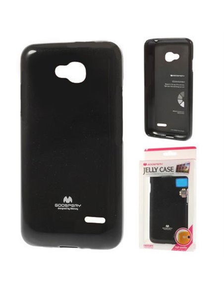 CUSTODIA GEL TPU SILICONE per LG L90 DUAL D410 COLORE NERO LUCIDO CON GLITTER ALTA QUALITA' MERCURY BLISTER