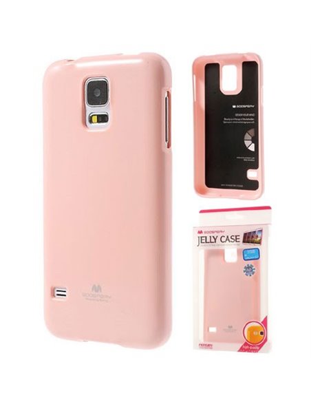 CUSTODIA GEL TPU SILICONE per SAMSUNG G800 GALAXY S5 MINI COLORE ROSA LUCIDO CON GLITTER ALTA QUALITA' MERCURY BLISTER