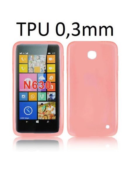 CUSTODIA GEL TPU SILICONE ULTRA SLIM 0,3mm per NOKIA LUMIA 630 COLORE ROSSO TRASPARENTE