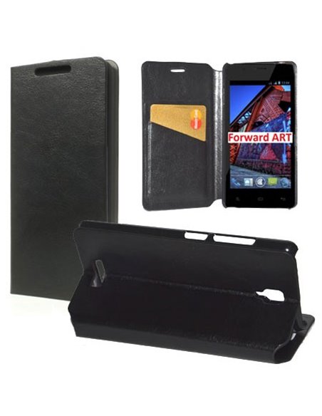 CUSTODIA FLIP ORIZZONTALE PELLE per NGM FORWARD ART CON STAND E TASCA PORTA CARTE COLORE NERO