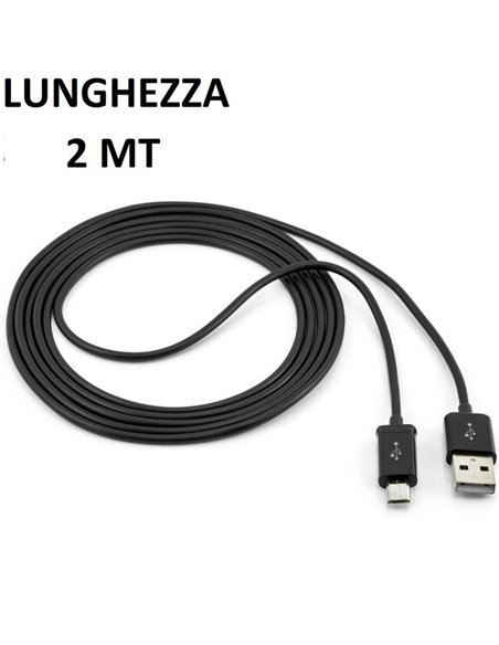 CAVO MICRO USB - LUNGHEZZA 2 MT COLORE NERO
