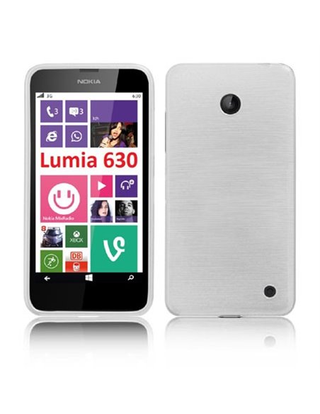 CUSTODIA TPU SILICONE per NOKIA LUMIA 630 COLORE BIANCO EFFETTO METALLICO