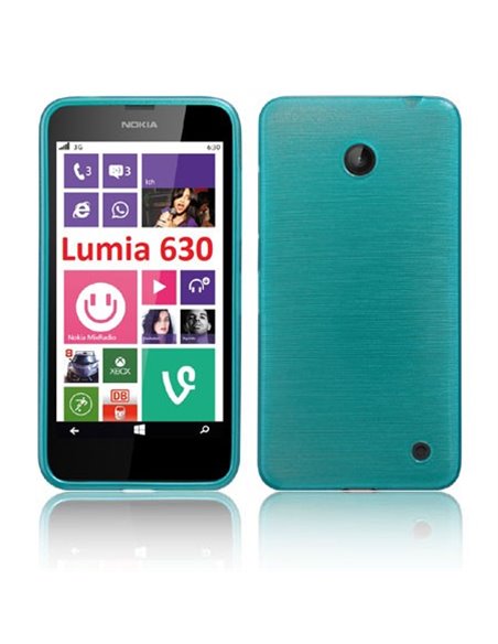 CUSTODIA TPU SILICONE per NOKIA LUMIA 630 COLORE BLU EFFETTO METALLICO