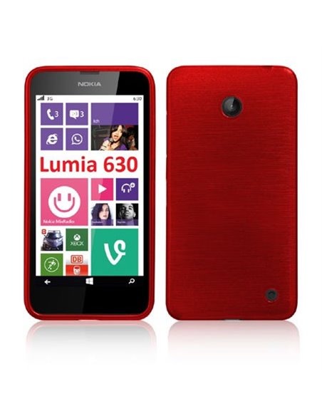 CUSTODIA TPU SILICONE per NOKIA LUMIA 630 COLORE ROSSO EFFETTO METALLICO