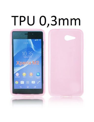 CUSTODIA GEL TPU SILICONE per SONY XPERIA M2 COLORE ROSA TRASPARENTE