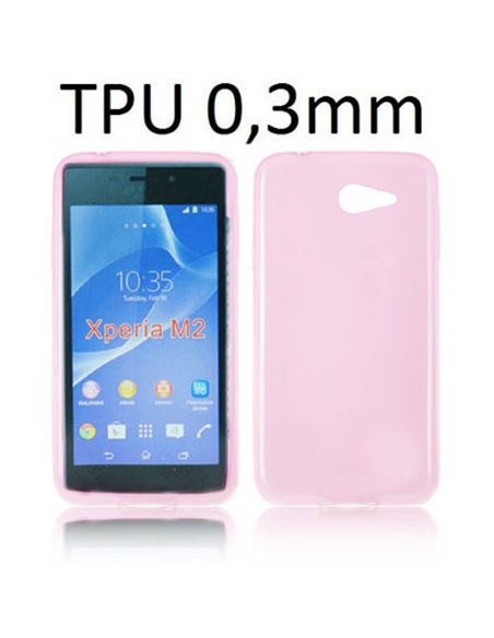 CUSTODIA GEL TPU SILICONE per SONY XPERIA M2 COLORE ROSA TRASPARENTE