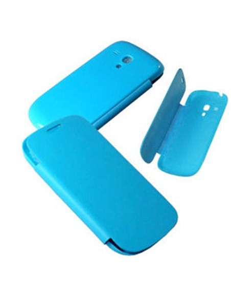 CUSTODIA FLIP COVER ORIZZONTALE per SAMSUNG I8190 GALAXY S3 MINI COLORE AZZURRO