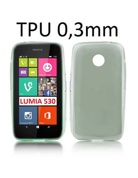 CUSTODIA GEL TPU SILICONE ULTRA SLIM 0,3mm per NOKIA LUMIA 530 COLORE NERO TRASPARENTE