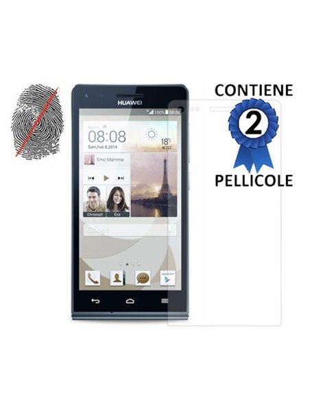 PELLICOLA PROTEGGI DISPLAY ANTI IMPRONTA per HUAWEI ASCEND G6 LTE 4G, ASCEND P7 MINI CONFEZIONE 2 PEZZI