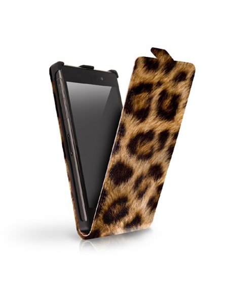 CUSTODIA FLIP VERTICALE SLIM PELLE per NOKIA LUMIA 630 FANTASIA LEOPARDO